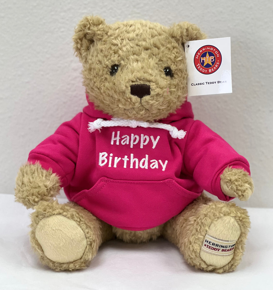 2023 Happy Birthday Teddy Bear with Pink Hoodie