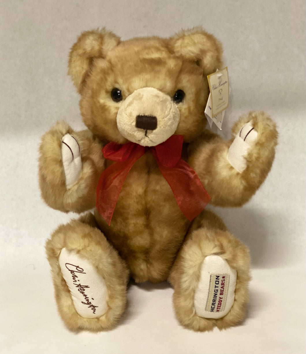 2006  Chris Herrington Signature Teddy Bear with red ribbon