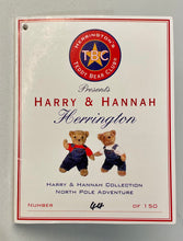 Load image into Gallery viewer, 2001 10” Harry &amp; Hannah Christmas Adventure North Pole Set of 2 Teddy Bears
